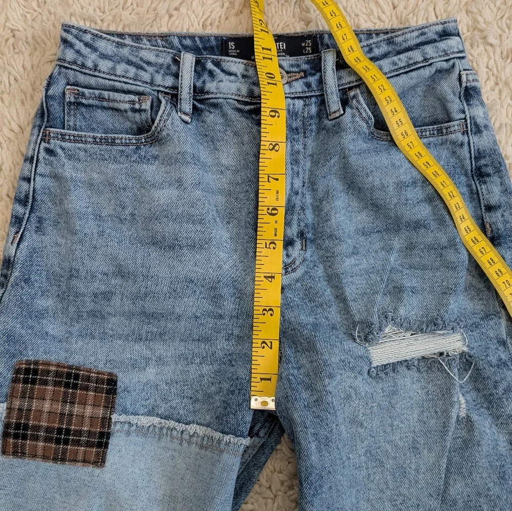 Hollister Ultra Highrise Mom Y2K Distressed Patchwork Jeans
